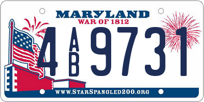 MD license plate 4AB9731
