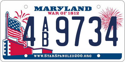 MD license plate 4AB9734