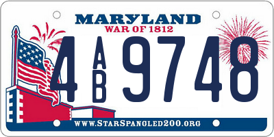 MD license plate 4AB9748