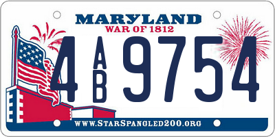 MD license plate 4AB9754