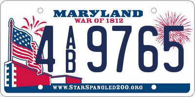 MD license plate 4AB9765