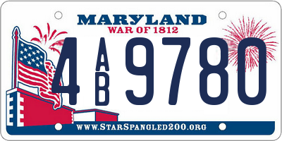 MD license plate 4AB9780
