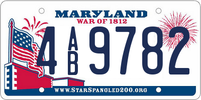 MD license plate 4AB9782