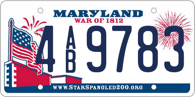 MD license plate 4AB9783