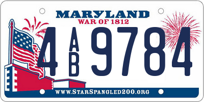 MD license plate 4AB9784