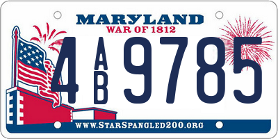 MD license plate 4AB9785