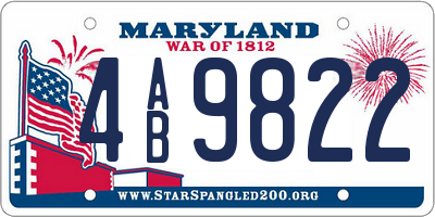 MD license plate 4AB9822
