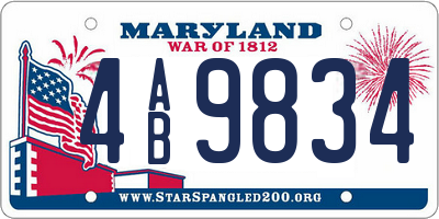 MD license plate 4AB9834