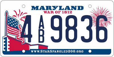 MD license plate 4AB9836
