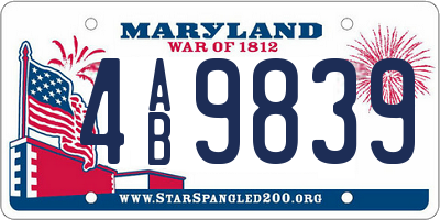 MD license plate 4AB9839