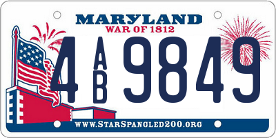 MD license plate 4AB9849