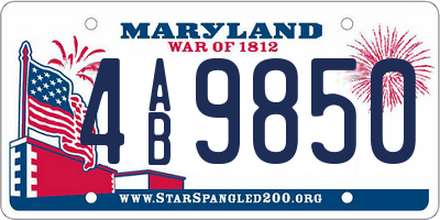 MD license plate 4AB9850