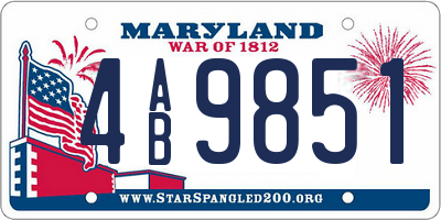 MD license plate 4AB9851