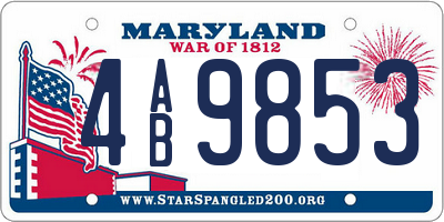 MD license plate 4AB9853