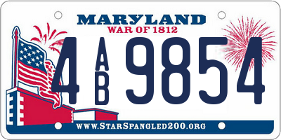 MD license plate 4AB9854