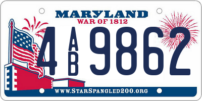 MD license plate 4AB9862