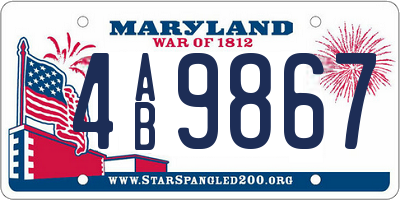 MD license plate 4AB9867