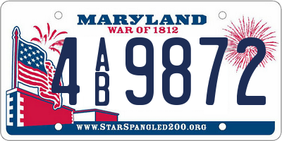 MD license plate 4AB9872