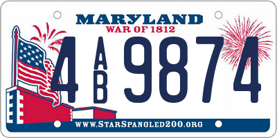 MD license plate 4AB9874