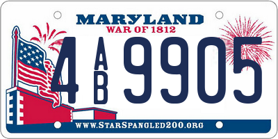 MD license plate 4AB9905