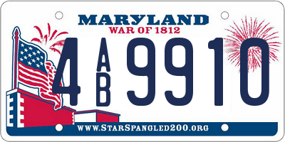 MD license plate 4AB9910