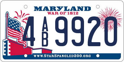 MD license plate 4AB9920
