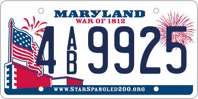 MD license plate 4AB9925