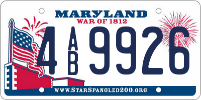 MD license plate 4AB9926