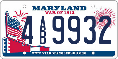 MD license plate 4AB9932