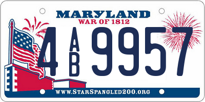 MD license plate 4AB9957