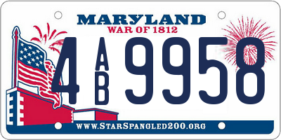 MD license plate 4AB9958