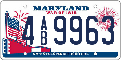MD license plate 4AB9963