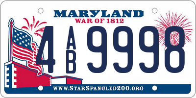 MD license plate 4AB9998