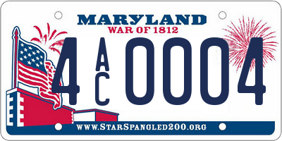 MD license plate 4AC0004