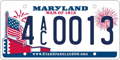 MD license plate 4AC0013