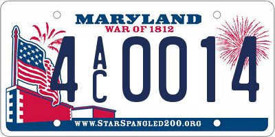 MD license plate 4AC0014