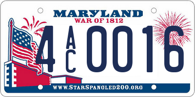 MD license plate 4AC0016