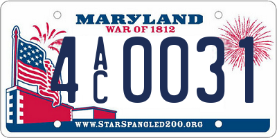 MD license plate 4AC0031