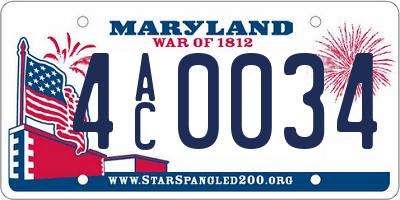 MD license plate 4AC0034