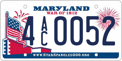 MD license plate 4AC0052