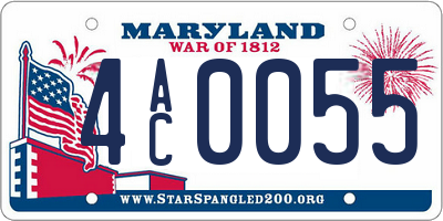MD license plate 4AC0055