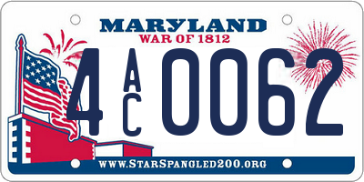 MD license plate 4AC0062