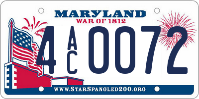 MD license plate 4AC0072