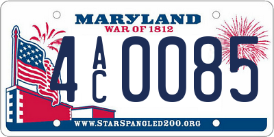 MD license plate 4AC0085