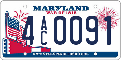 MD license plate 4AC0091