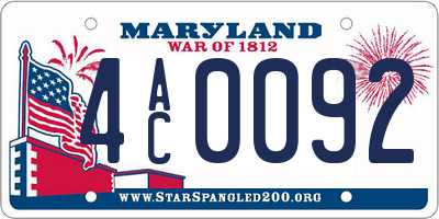 MD license plate 4AC0092