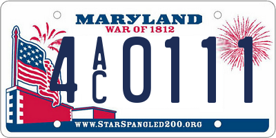 MD license plate 4AC0111
