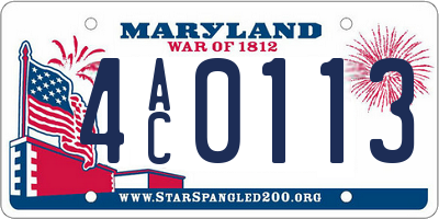 MD license plate 4AC0113