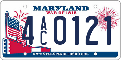 MD license plate 4AC0121