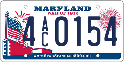 MD license plate 4AC0154